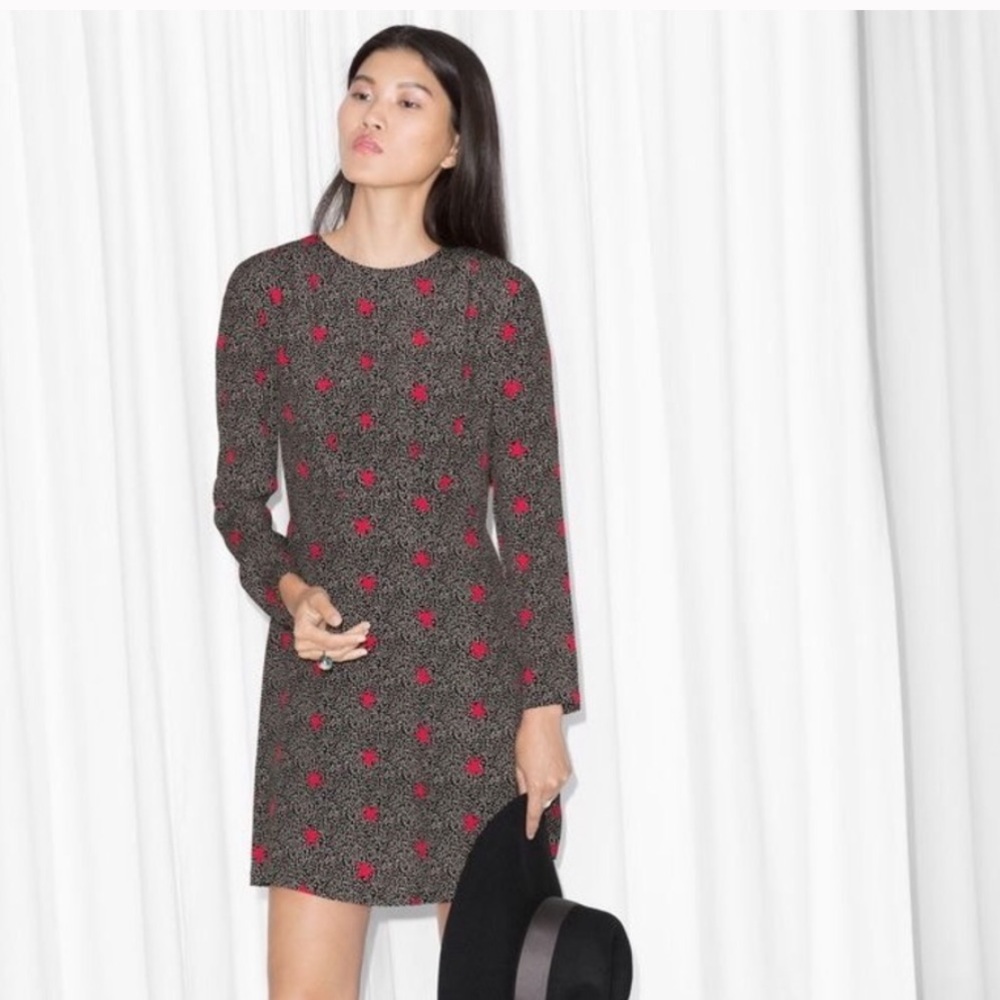 & Other Stories Red Static Star Dress Size 6